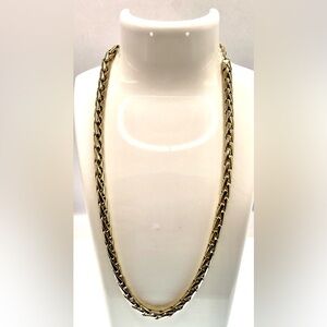 Gold Tone Wheat Linked Chain Necklace